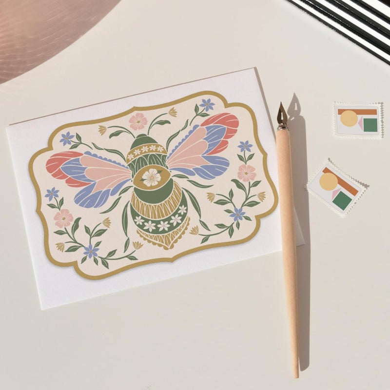 Lady Jayne Boxed Stationery Notecard Set with 20 Flat Die-Cut Note Cards and Envelopes, 5" x 7", Wildflower Meadow Floral Bee (82051) - Image 5